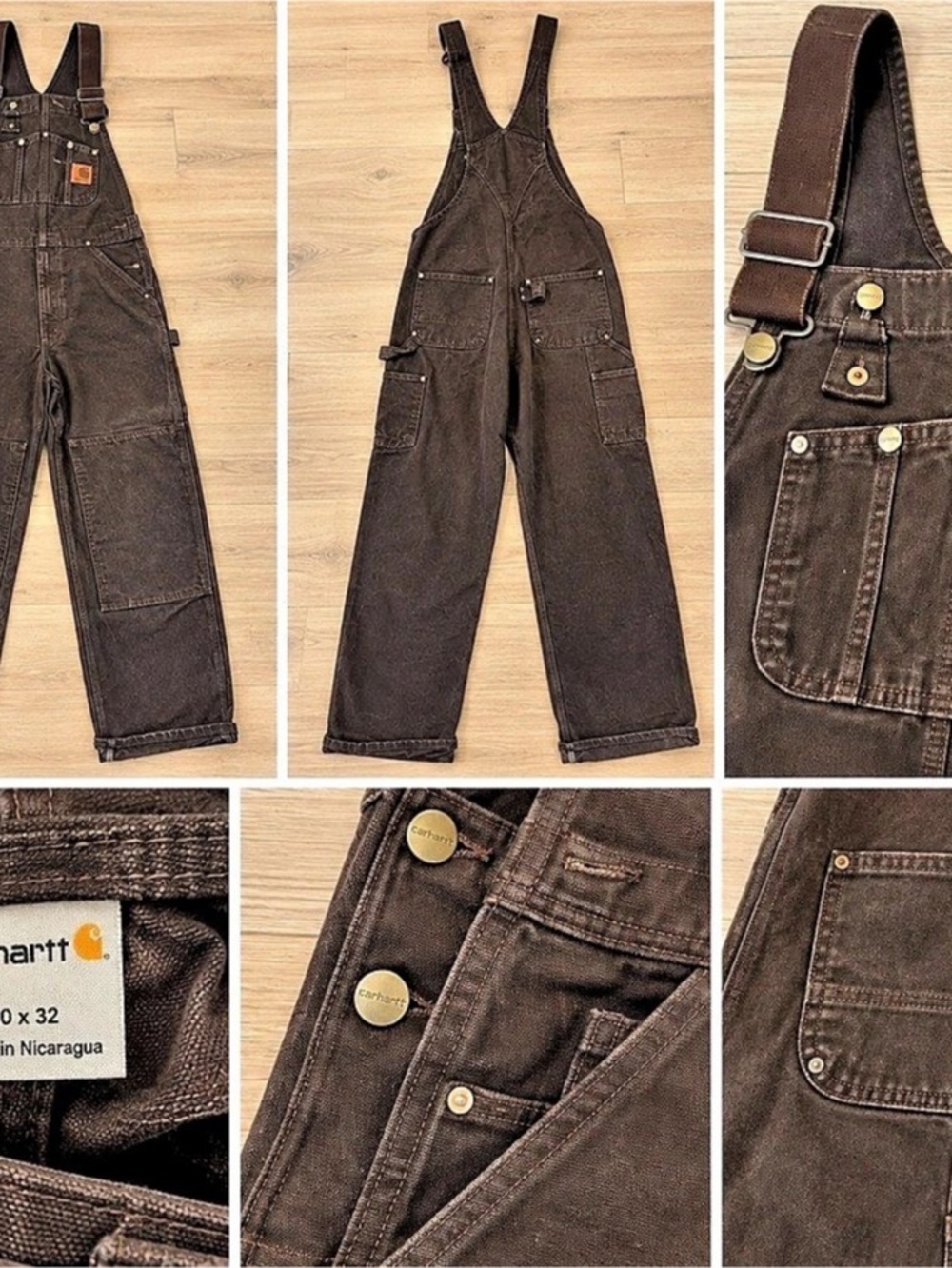 Carhartt Iconic R01 Duck Bib Overall Brown Waist 30 x 32